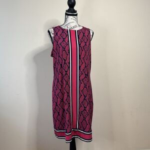 Michael Kors Pink Snakeskin Print Shift Dress Size L